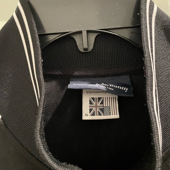 Psycho bunny Black Track Jacket with Yellow Bunny Logo xl mens - Picture 2 of 3